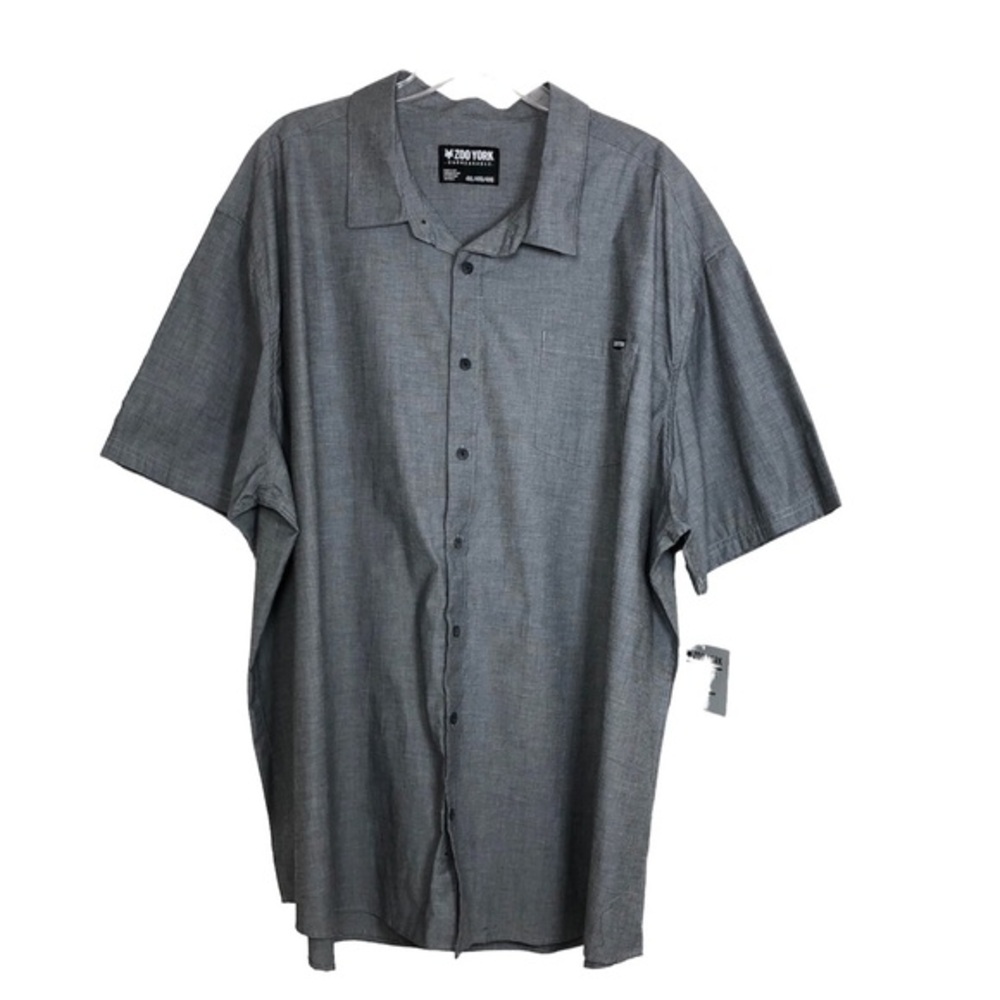 Zoo York True Flex Cotton Blend Short Sleeve Button Casual Gray Shirt 4XL